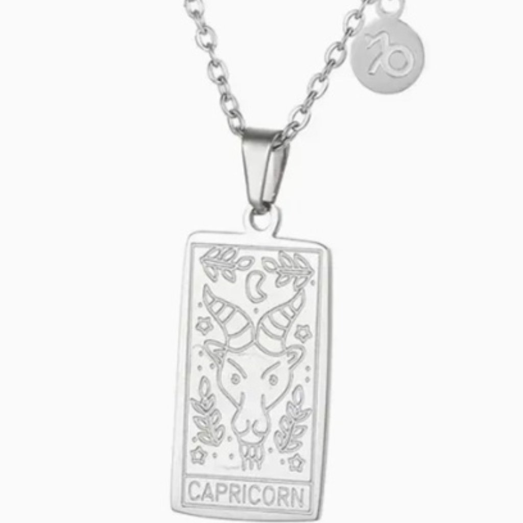 Capricorn Zodiac Pendant Necklace 18k Gold Electro-Plated Stainless Steel Silver 18$